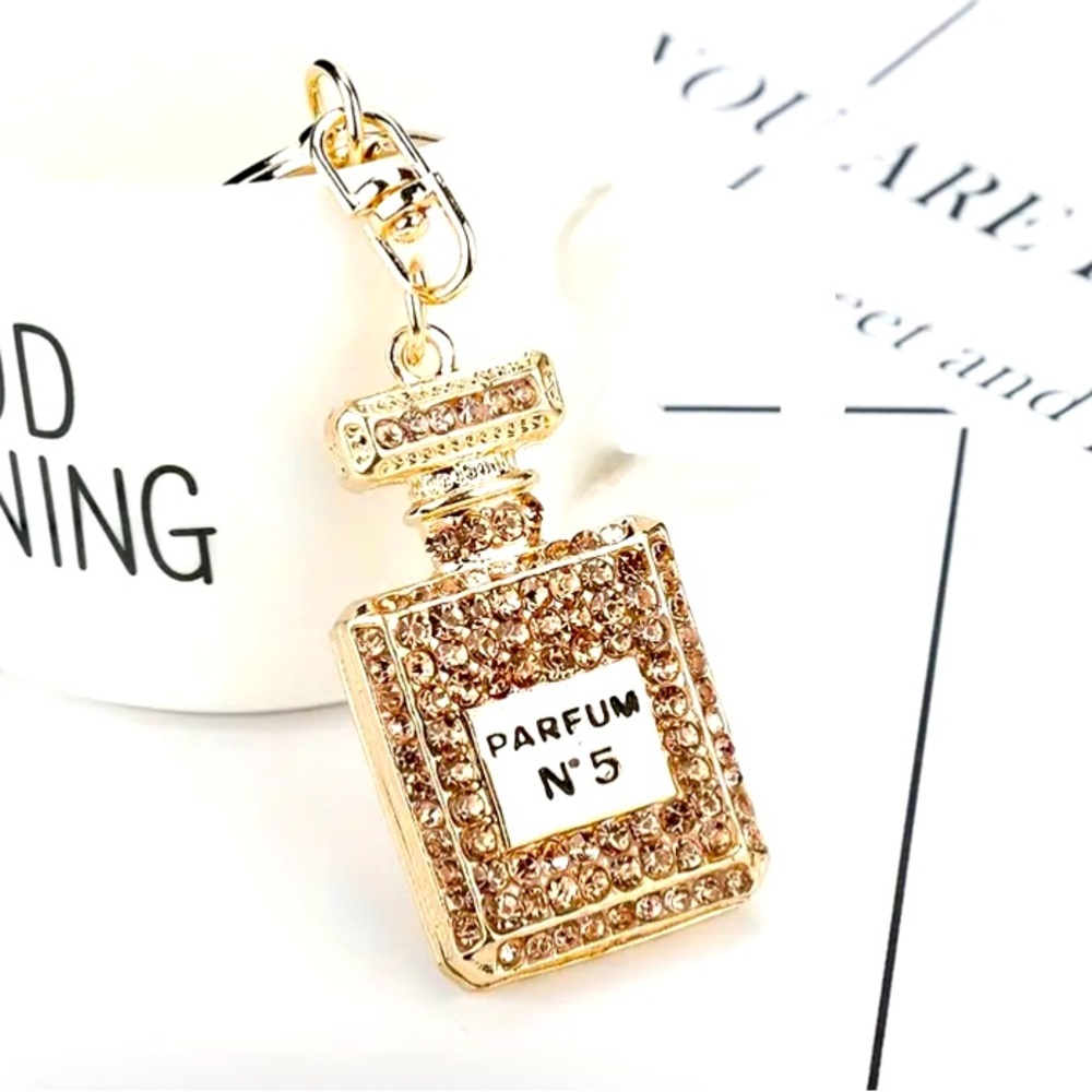 Diamond-Set Perfume Bottle Keychain